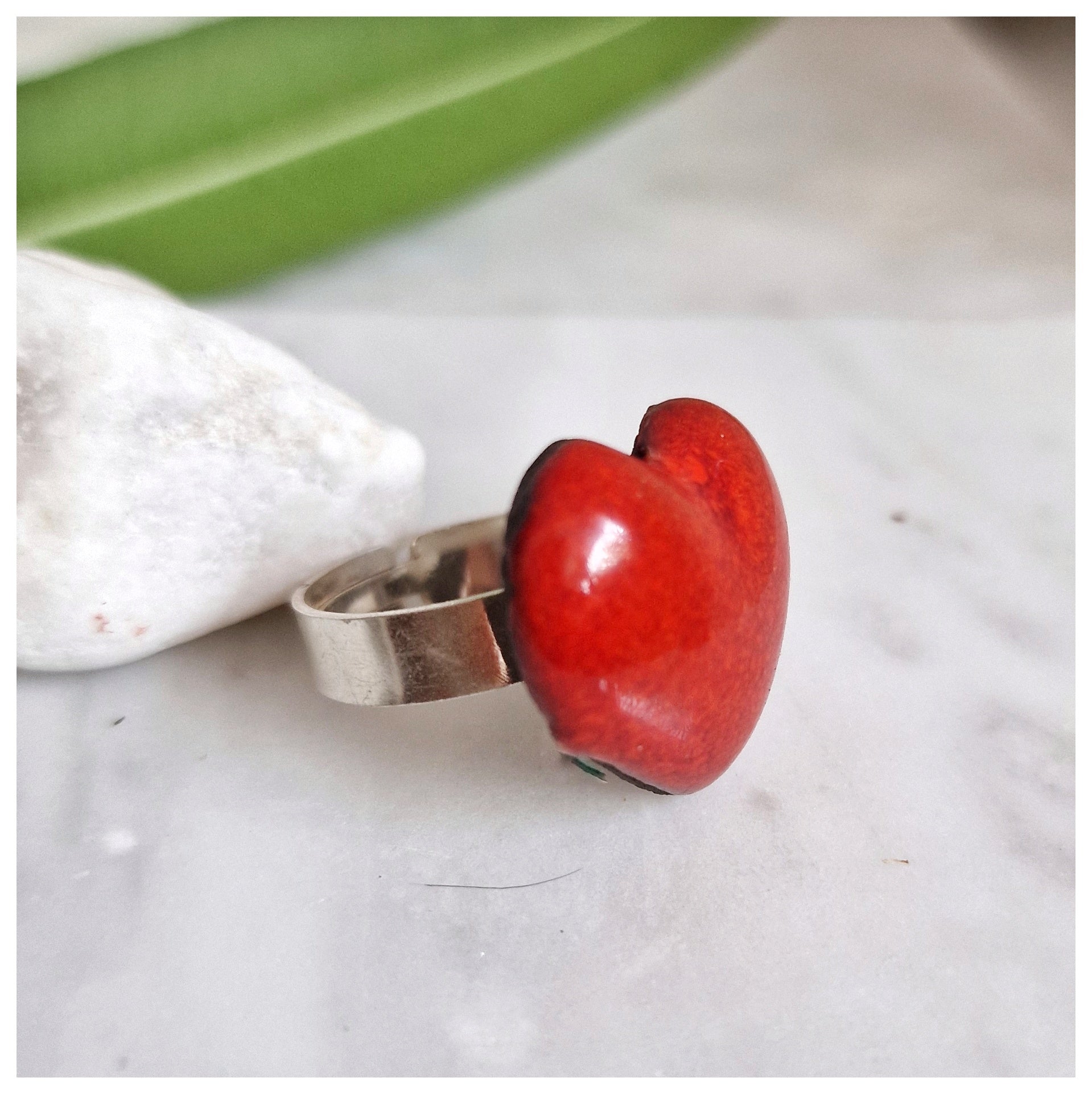 Anillo corazón plata grueso