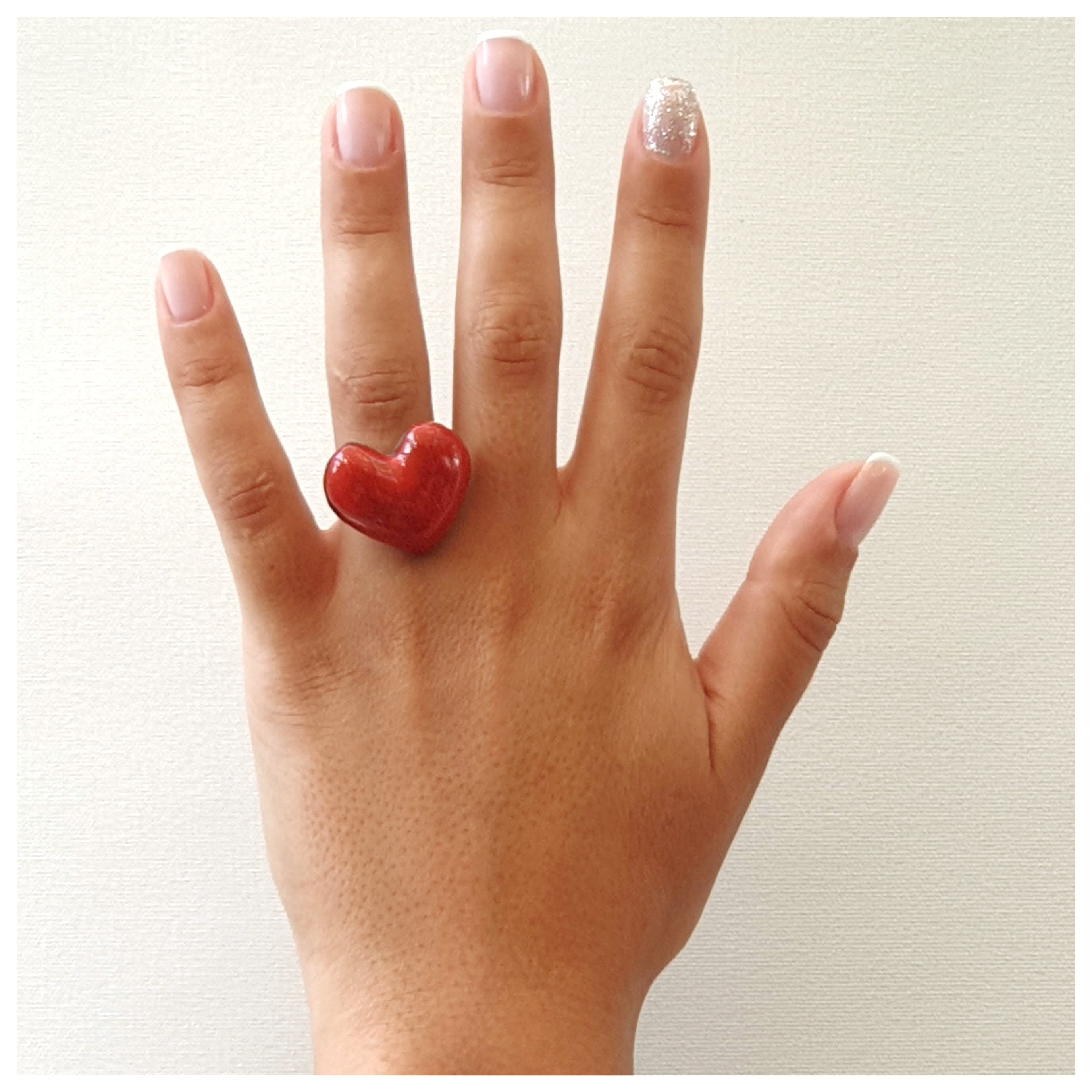 Anillo corazón plata grueso