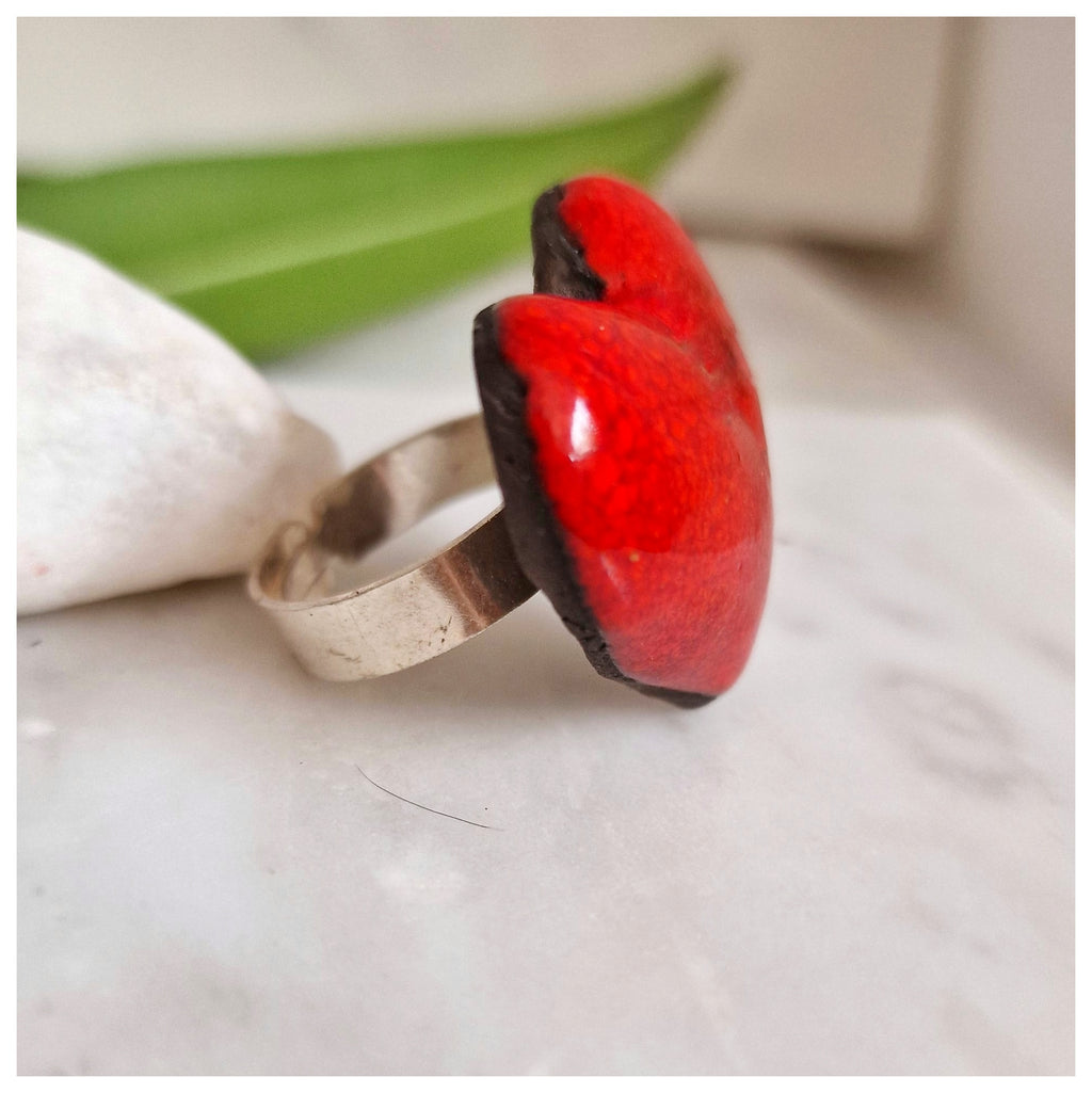 Anillo corazón plata grueso