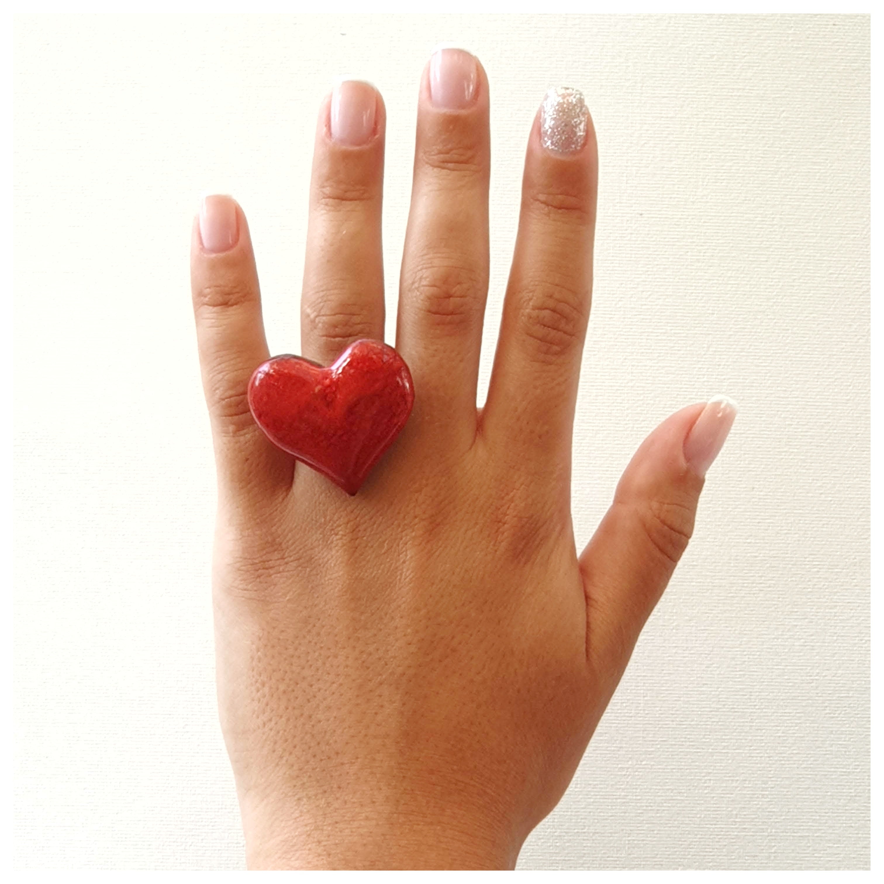 Anillo corazón plata grueso