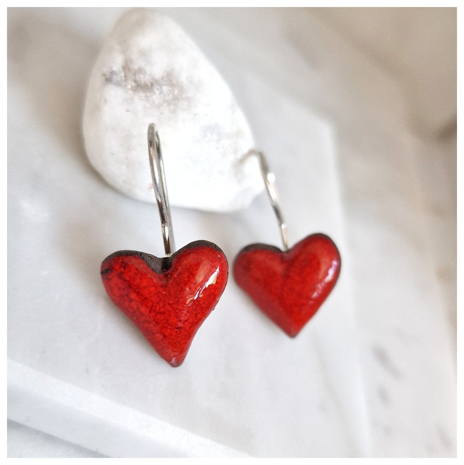 Pendientes corazón plata colgantes