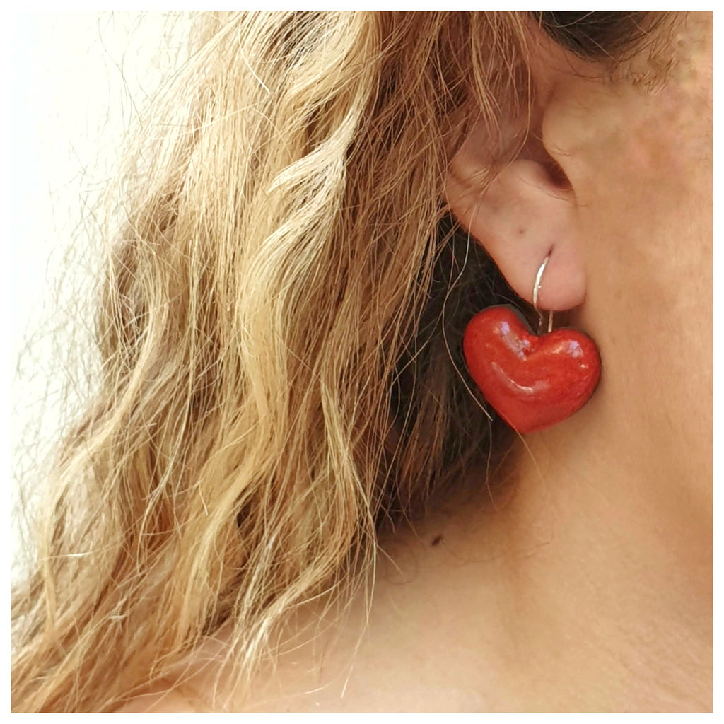 Pendientes corazón plata colgantes