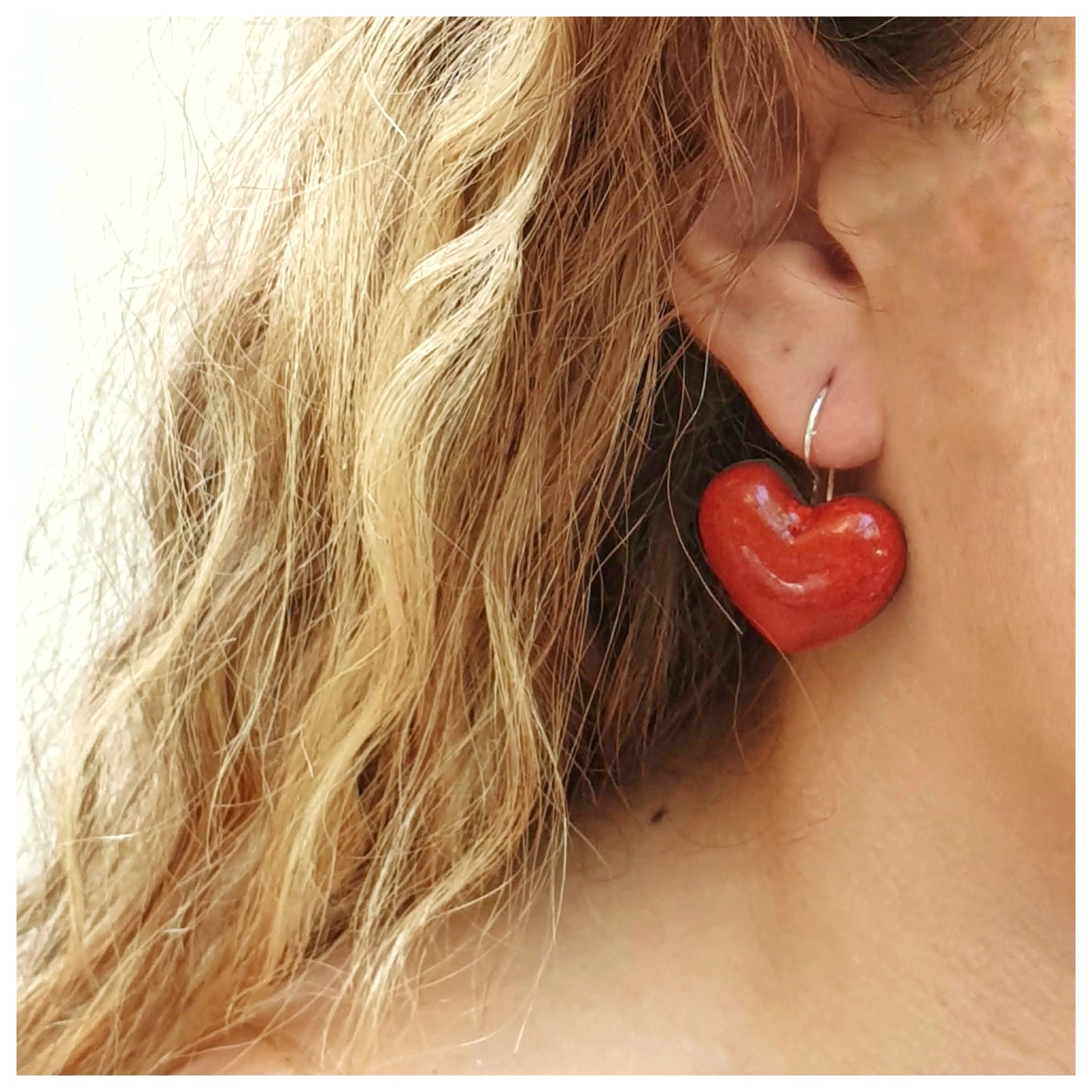 Pendientes corazón plata colgantes