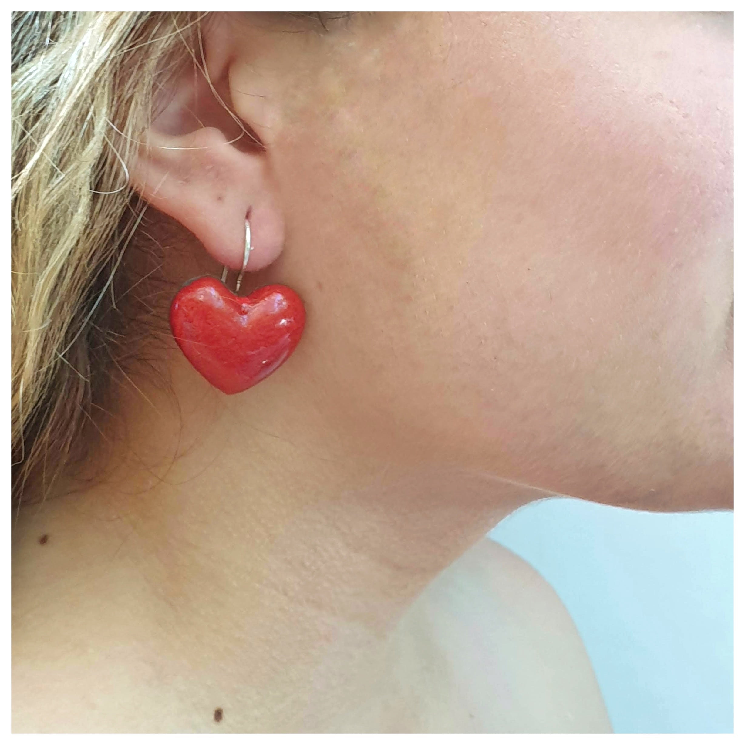 Pendientes corazón plata colgantes