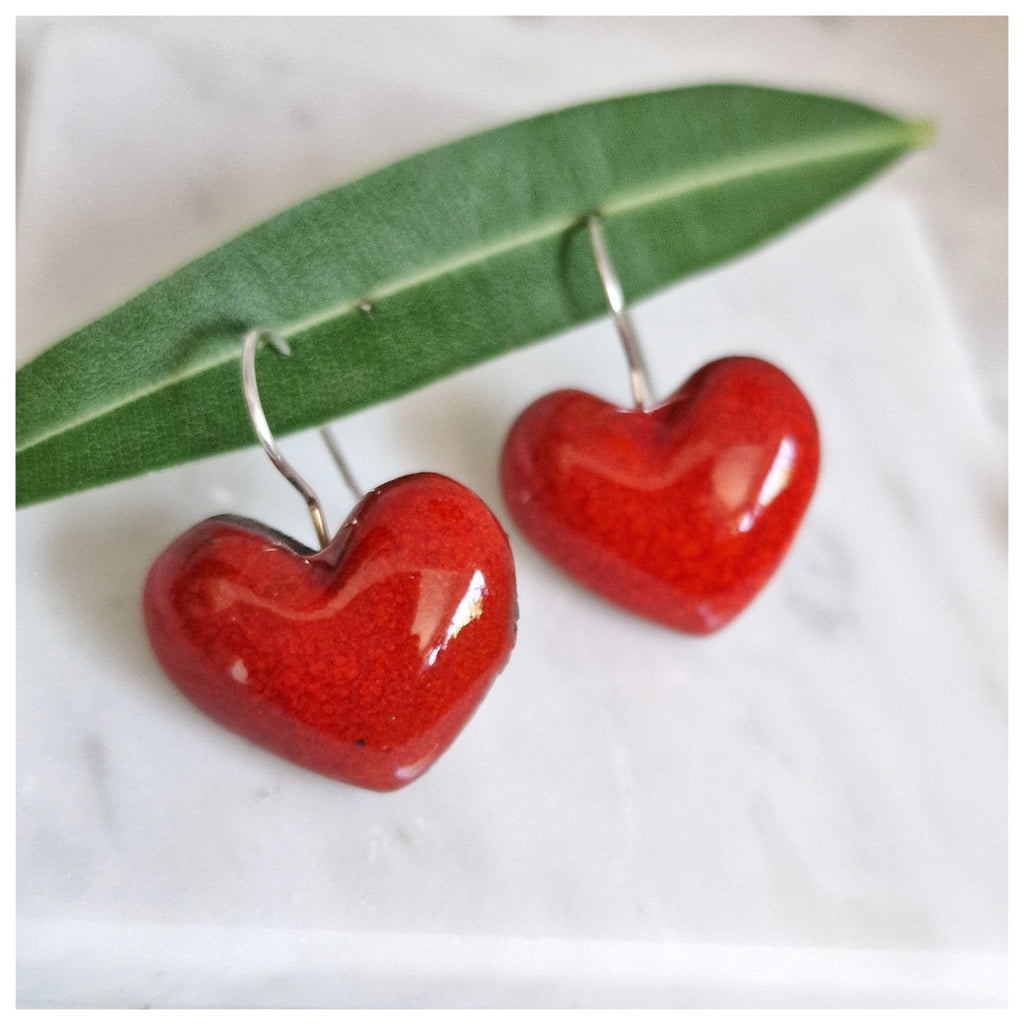 Pendientes corazón plata colgantes