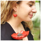 Pendientes corazón plata colgantes