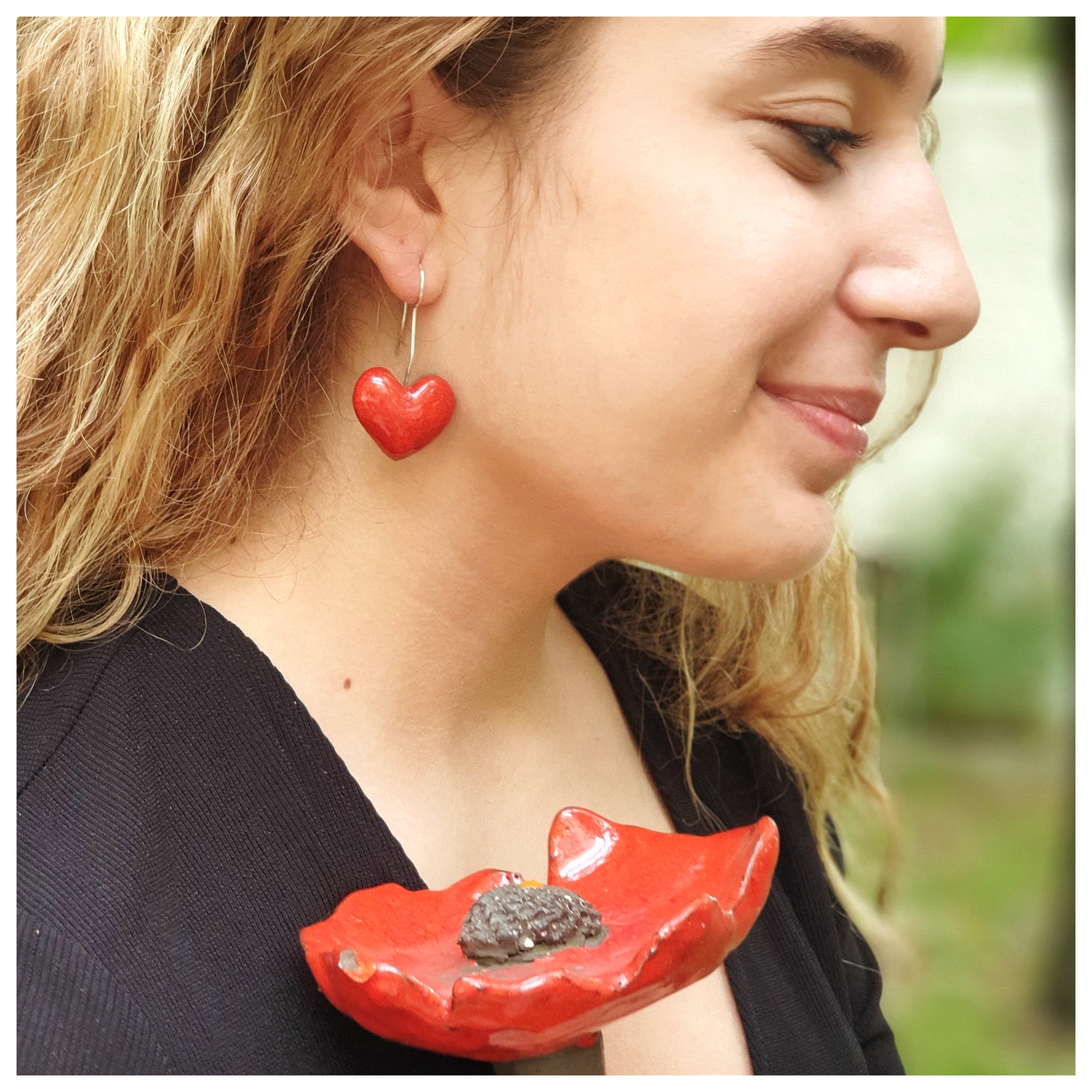 Pendientes corazón plata colgantes