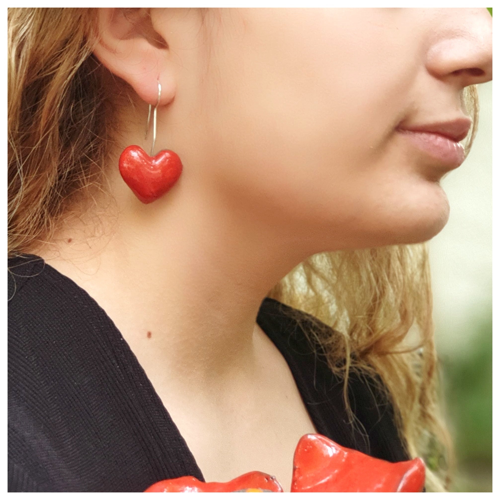 Pendientes corazón plata colgantes