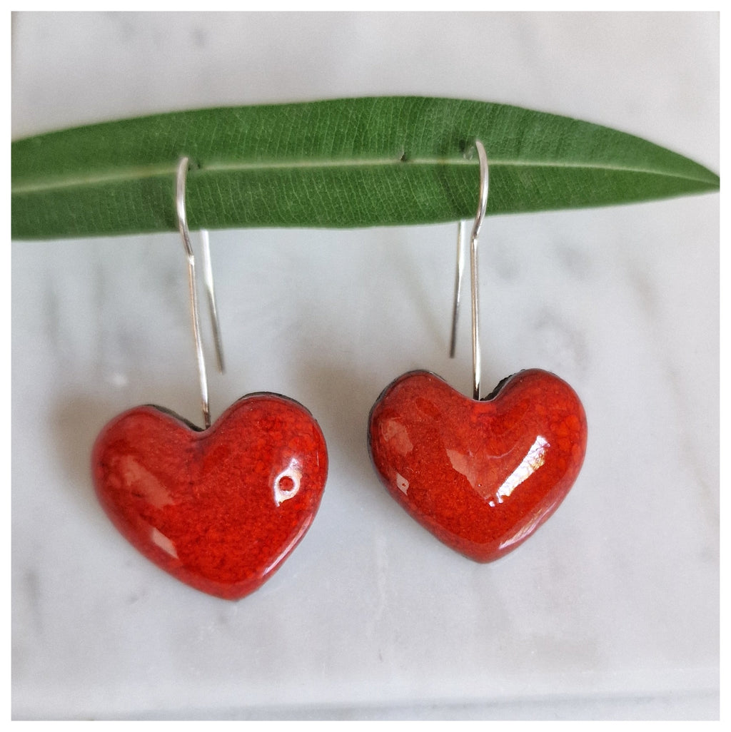 Pendientes corazón plata colgantes
