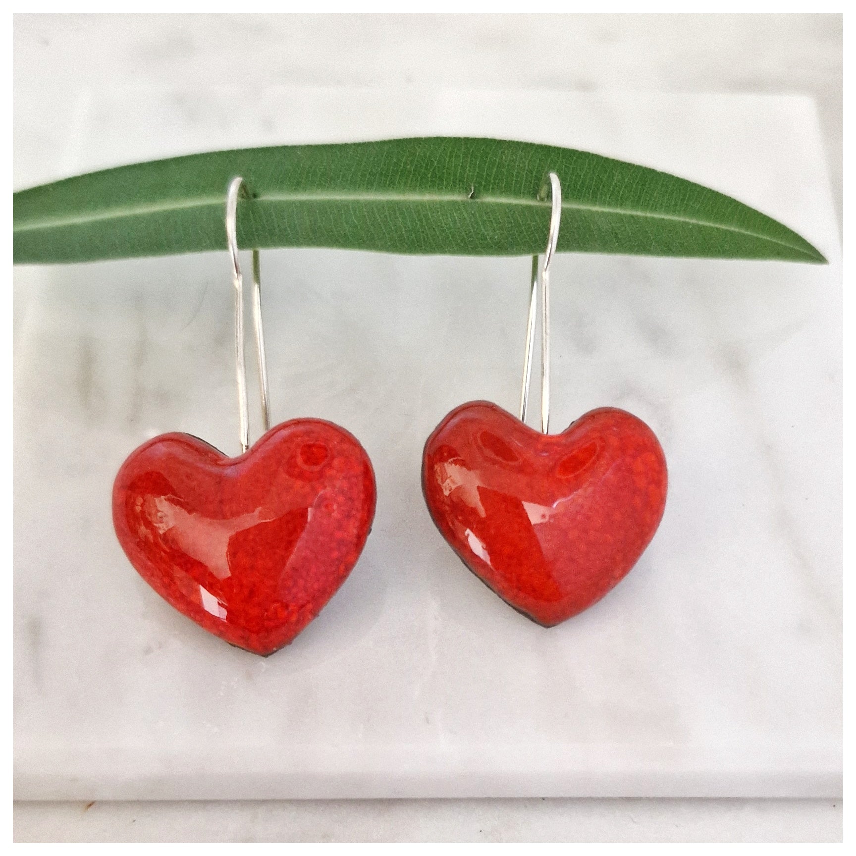 Pendientes corazón plata colgantes