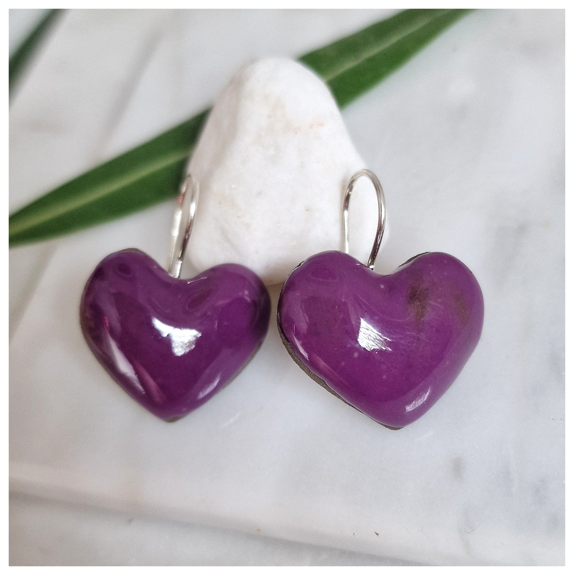 Pendientes corazón plata colgantes