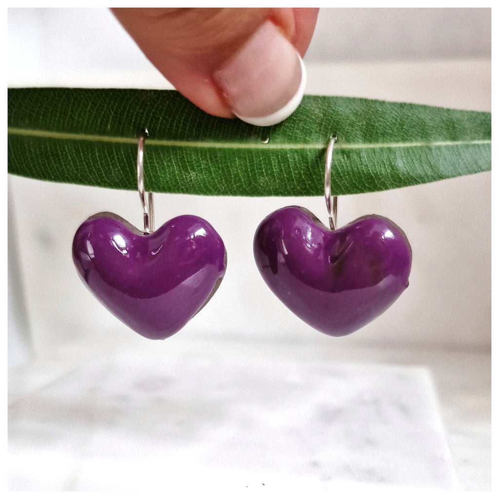 Pendientes corazón plata colgantes