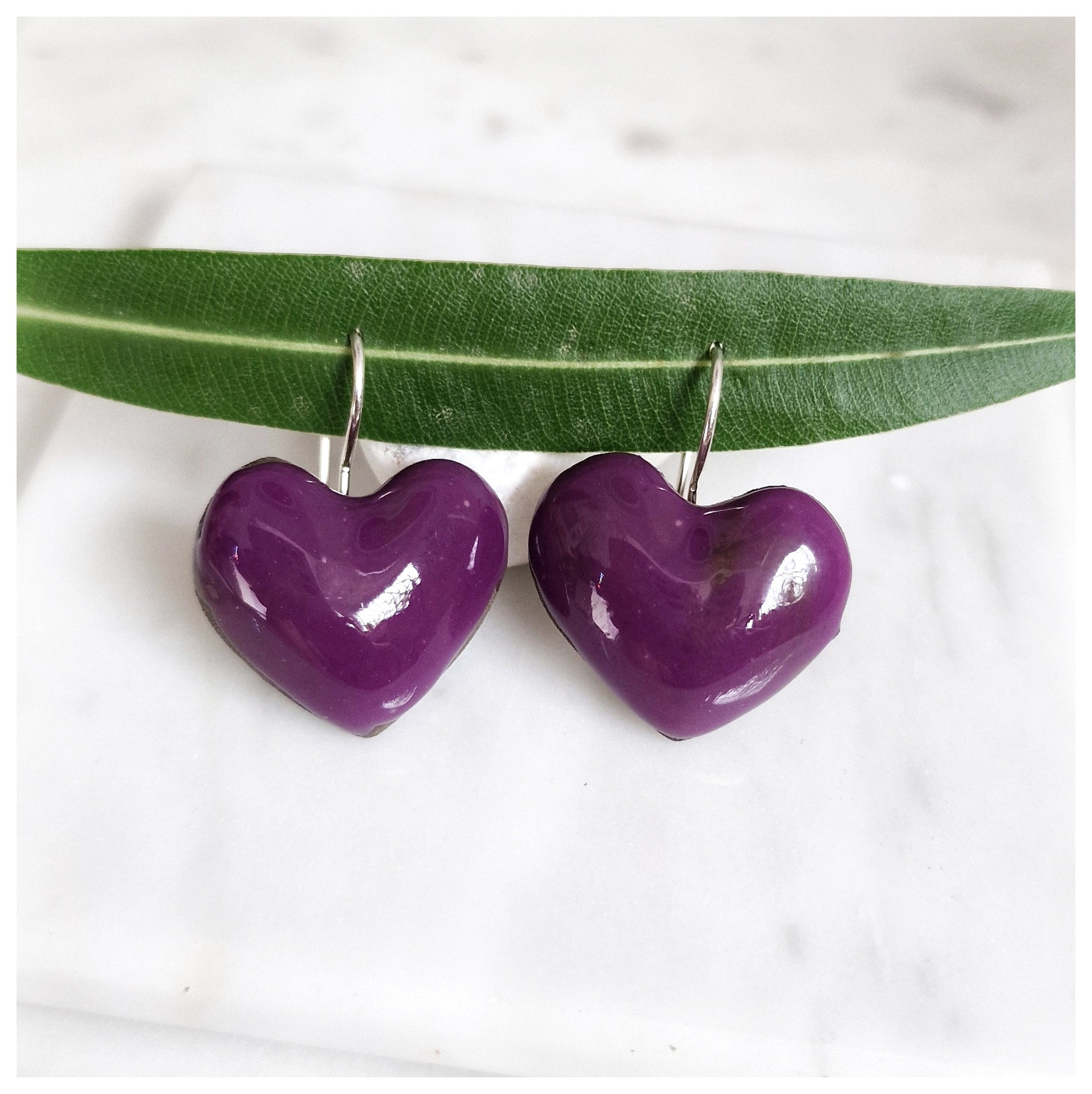 Pendientes corazón plata colgantes