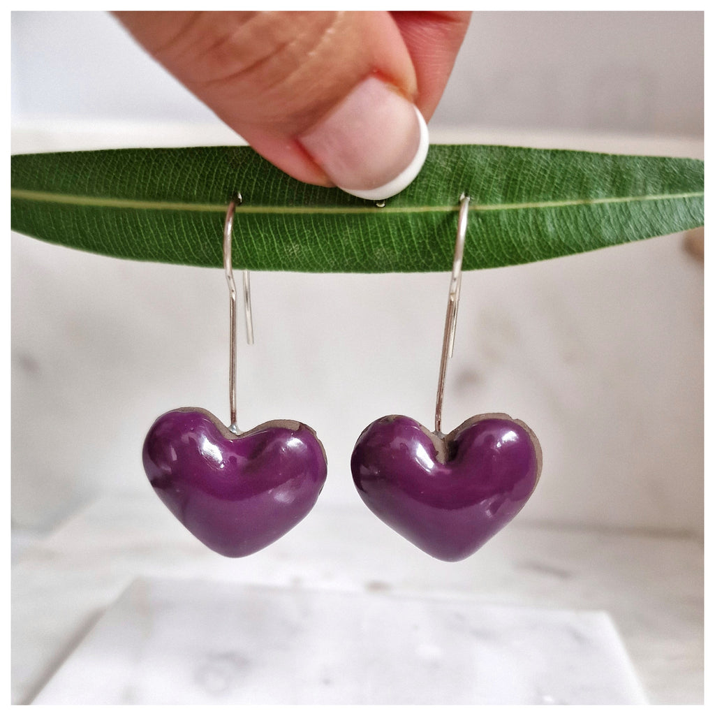 Pendientes corazón plata colgantes