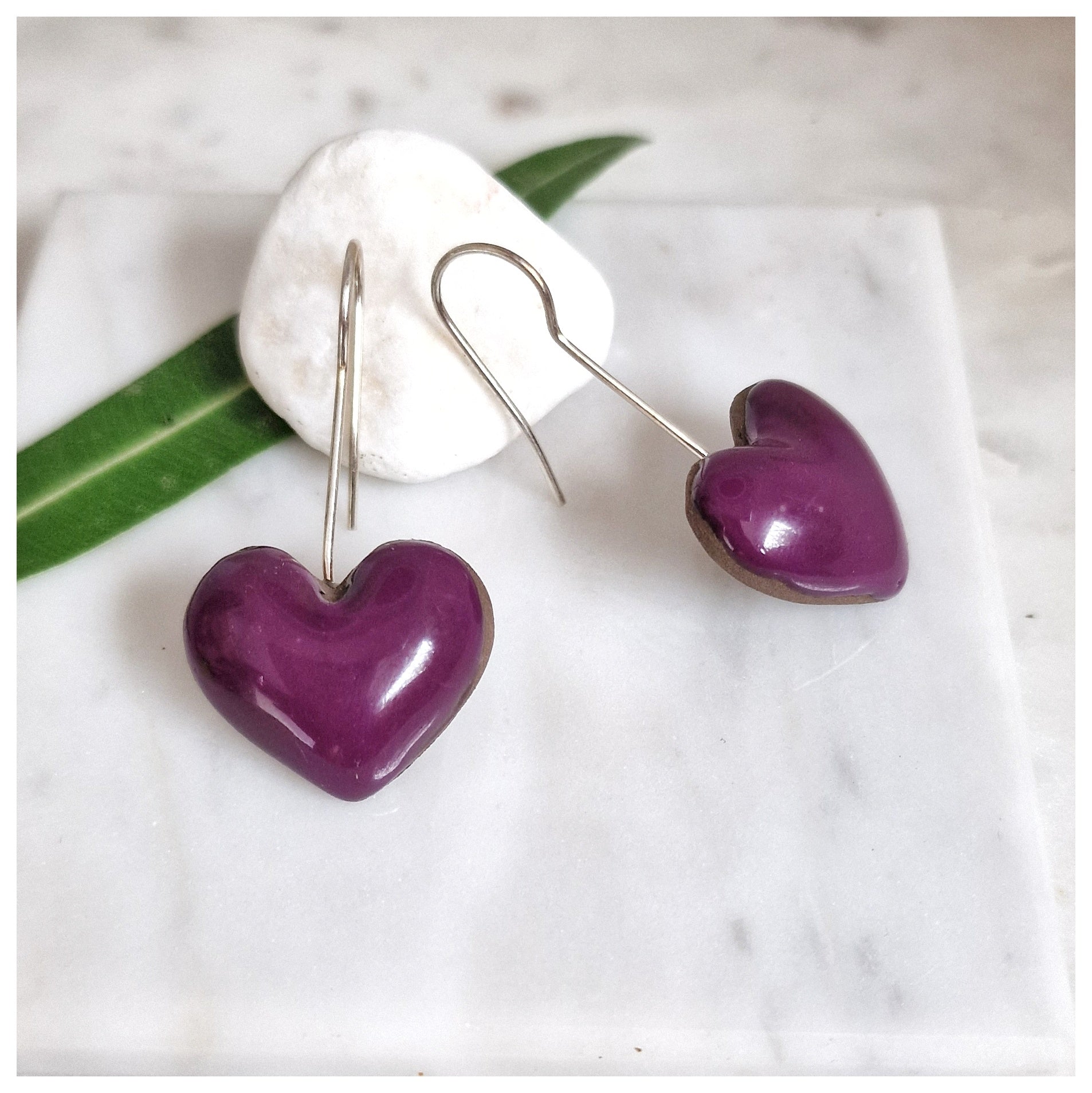 Pendientes corazón plata colgantes