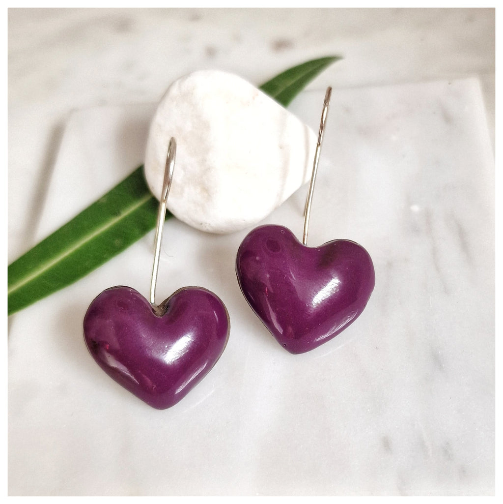 Pendientes corazón plata colgantes