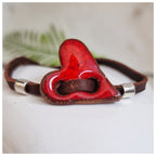 Pulsera corazón plata y cuero